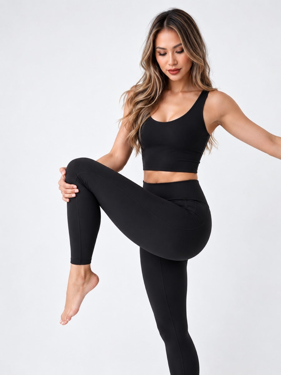 2-Piece FeatherFit Cropped Active Tank & High-Rise Leggings Set