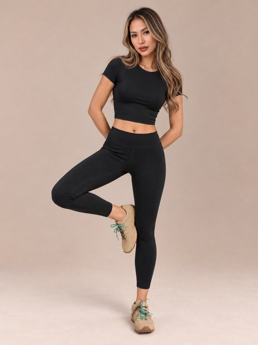 2-Piece Raglan-Sleeve Crop Top & Leggings Set
