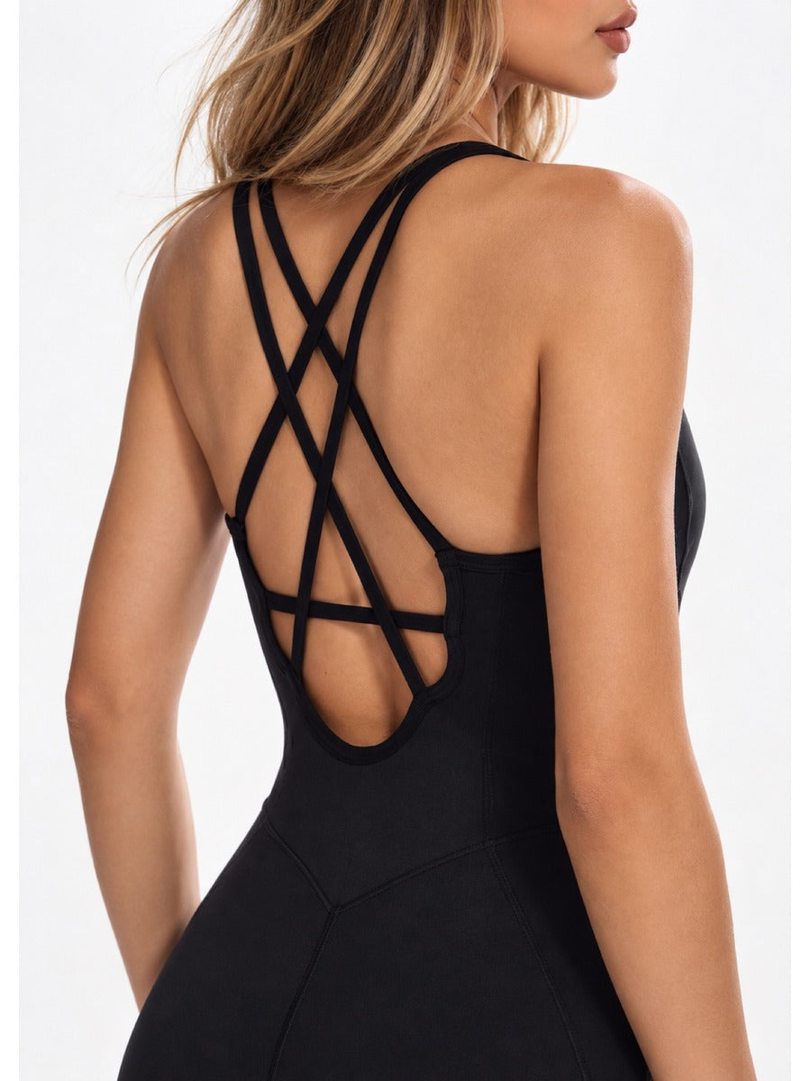FeatherFit Tummy Control Crisscross Strap Bodysuit